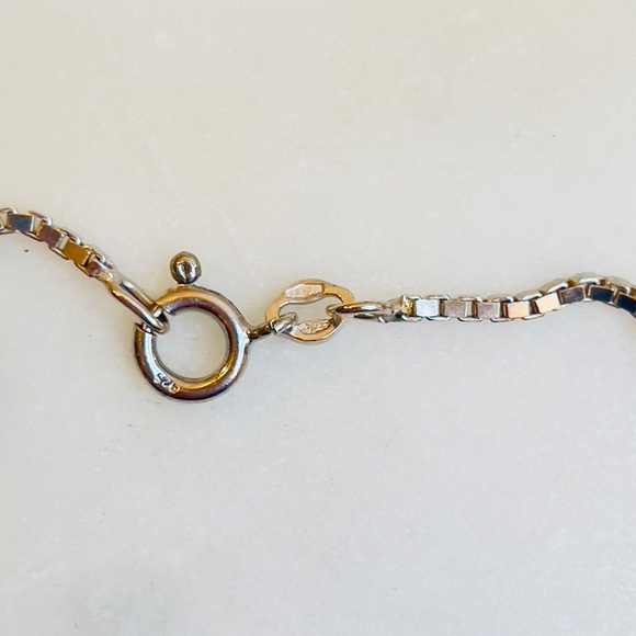 Raw Black Tourmaline Pendant on Italy .925 Silver Box Chain Necklace - 20” - Picture 4 of 7